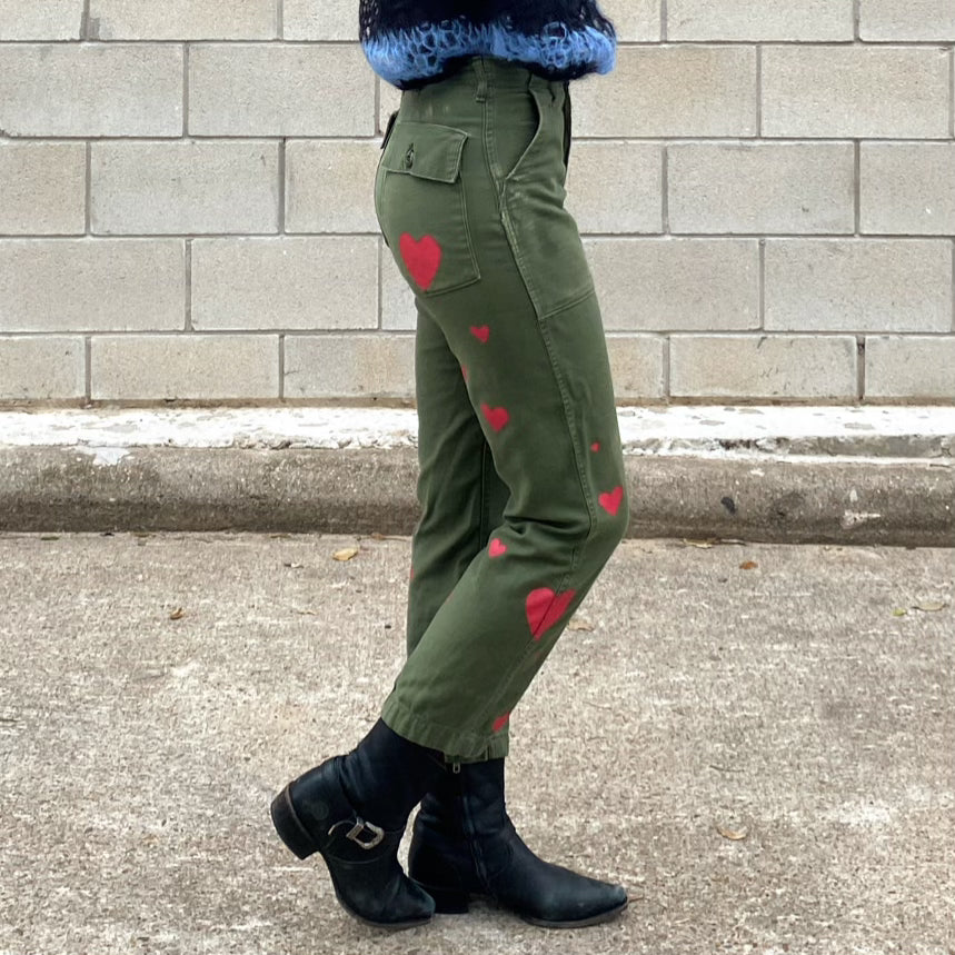 PAINTED HEARTS ARMY PANTS 27