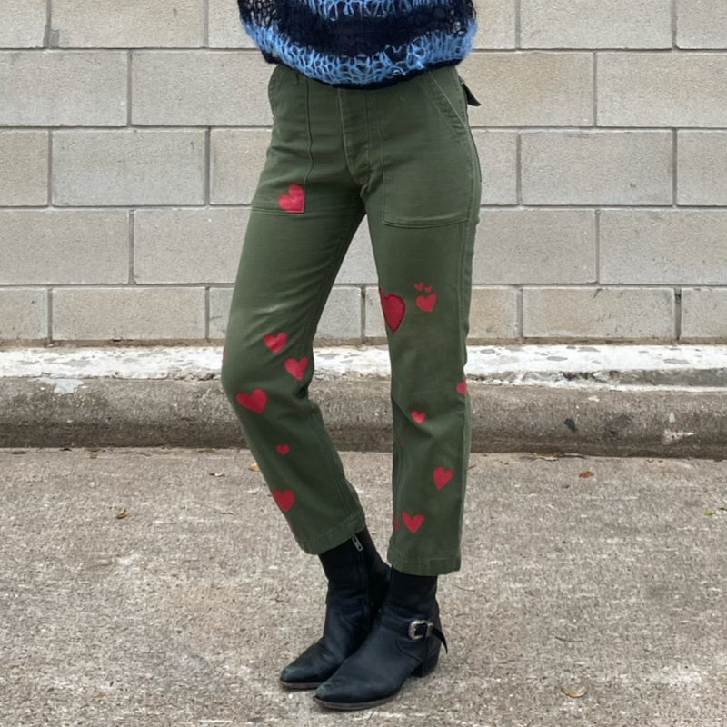 PAINTED HEARTS ARMY PANTS 27