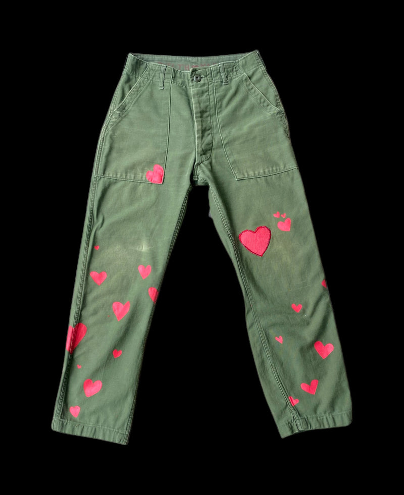 PAINTED HEARTS ARMY PANTS 27