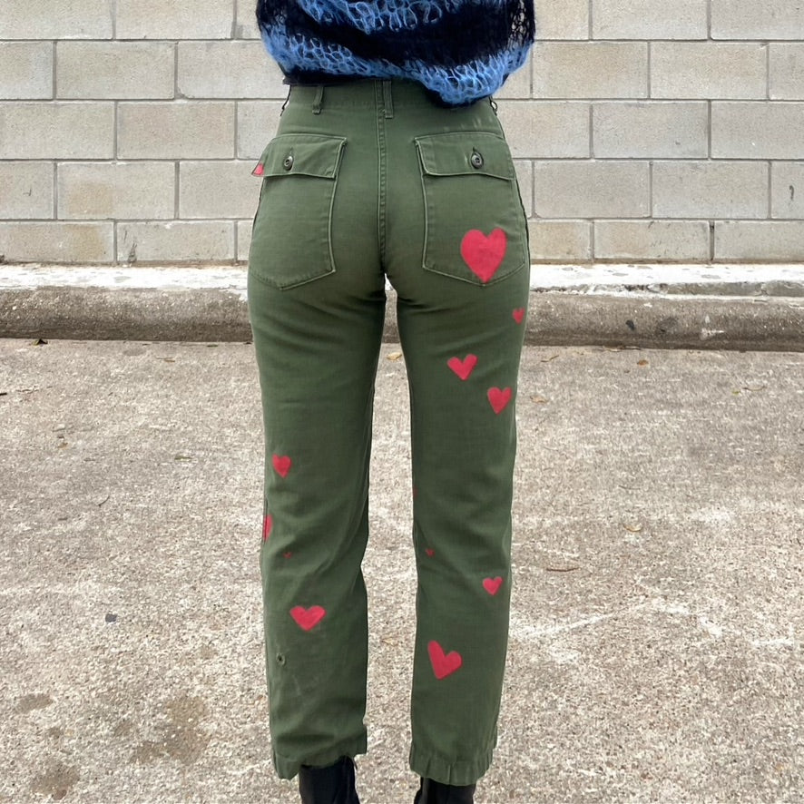 PAINTED HEARTS ARMY PANTS 27