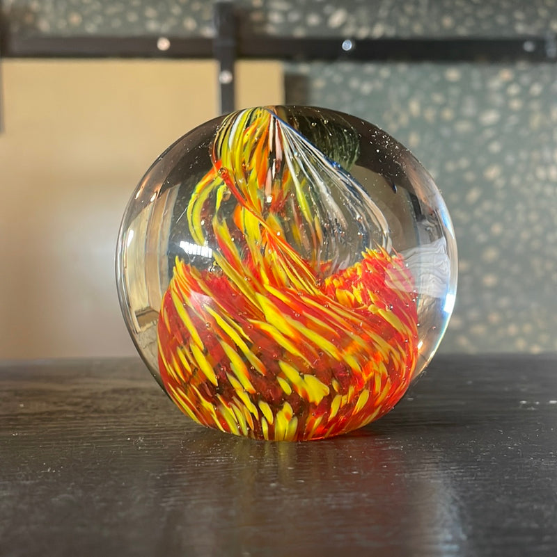 Glass sphere fire
